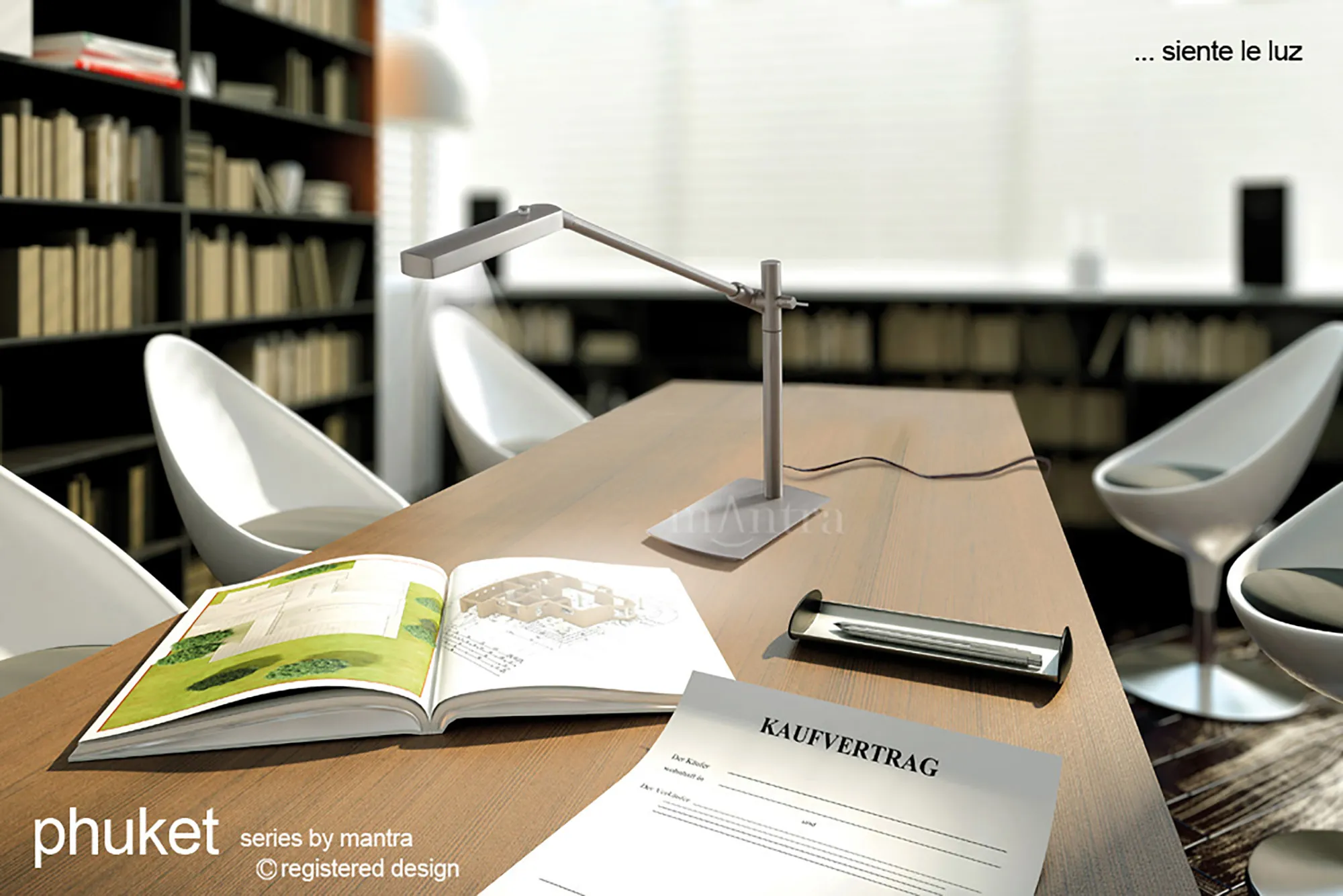 Phuket Satin Nickel Table Lamps Mantra Desk & Task Lamps